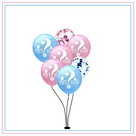 SET 7 pezzi PALLONCINI BOY OR GIRL - Gender Reveal Party - Baby